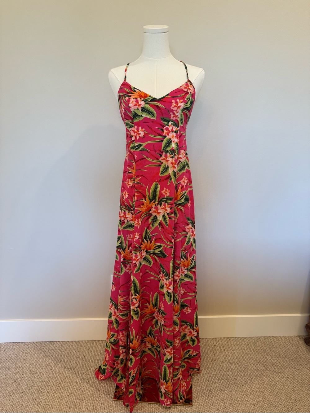 Show Me Your MuMu Pink Tropical Floral Spaghetti-Strap Maxi Dress